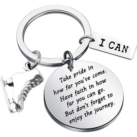 BNQL Skater Necklace Ice Skate Charm Pendant Necklace Sport Skater Jewelry Skate Lover Gift (Skater Keychain Take Pride), Metal, metal