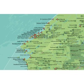 New York State Parks & Public Land Map 24x36 Poster (Green & Aqua)