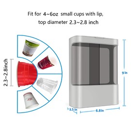 LBTING Water Cooler Cup Dispenser, Pull Type Cup Holder Wall Mounted Fit 4oz - 6oz Small Cup, Double Tube Disposable Cups Dispenser for Cone or Flat Bottom Cups – Gray
