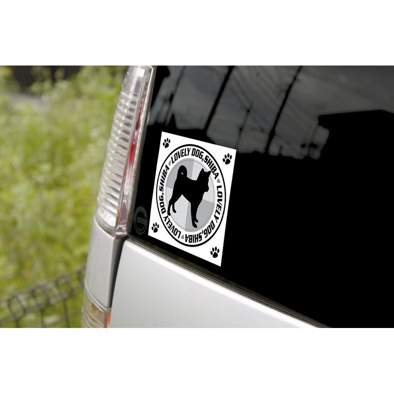 Size L Design Nameplate Woodman Dog Sticker Lovely Dog Shiba