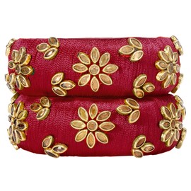 Aheli Stone Studded Metal Chura Chuda Bangle Set for Women Girls Wedding Bridal Indian Traditional Ethnic Jewelry