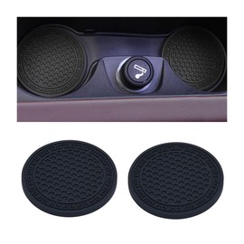 JNNJ Pack of 2 Honeycomb Pattern Car Coasters, Car Coasters Made of PVC Plastic for Travel, Insert Coasters Slip Inner Cup Vehicle Accessories Mats Honeycomb (Black)