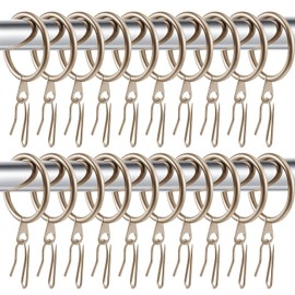 Hotop - 60 anillos de cortina de metal de 1.26 pulgadas, anillos colgantes de cortina y 60 ganchos de cortina de metal para cortina de ventana y puerta de ducha (oro champaña)
