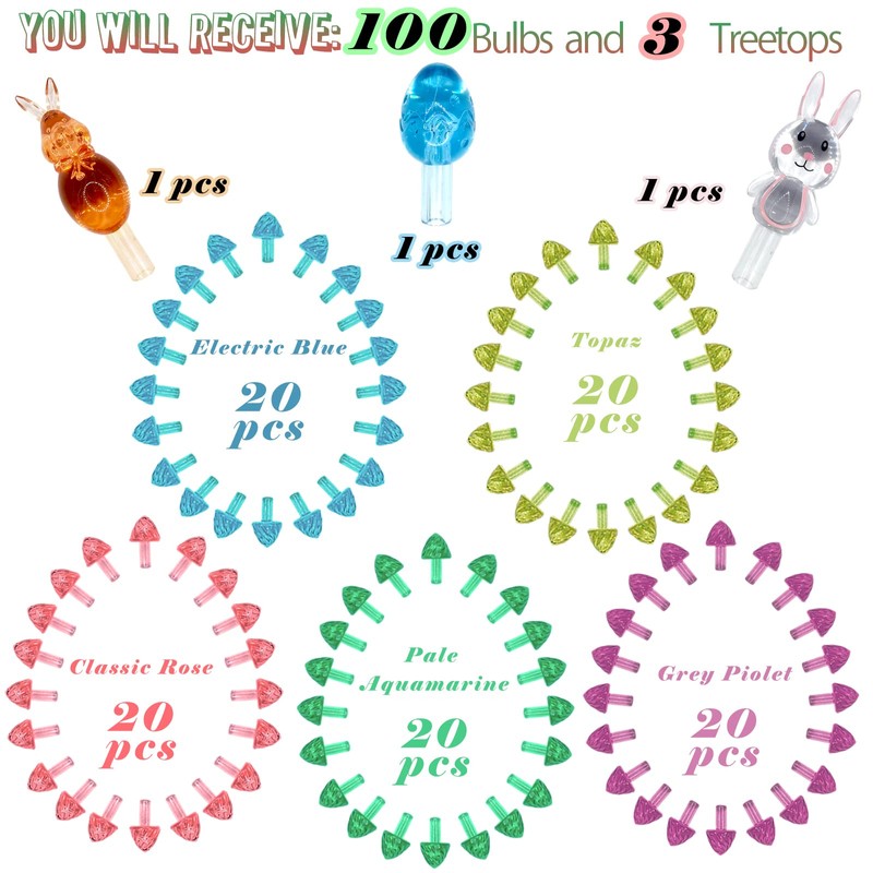 100pcs Ceramic Easter Tree Replacement Light Bulbs and 3pcs Tree
