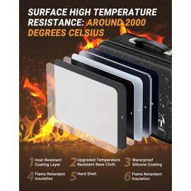 Oterri Fireproof Document Box,Hard Case Safe box with Lock,Upgraded 8 Layers Large File Organizer,Water Resistant Safe for Important Documents, Certificates, Laptop, Passports - File Box in Black