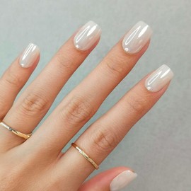 MOYOU LONDON Gel Press On Nails - Elegant Short Square Shape, Long-lasting & Comfortable Soft Fake Nails with Glue, Reusable Natural Stick On Nails for Women, 32 Pcs in 16 Sizes