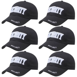 6Pcs Security Baseball Cap 3D Embroidered Adjustable Security Hat for Security Guard Uniform Officer Bouncer Bodyguard Cap for Men & Women