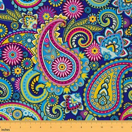 Feelyou Paisley Upholstery Fabric for Chairs, Boho Paisley Floral Fabric by The Yard, Bohemian Exotic Indian Floral Decorative Fabric for Upholstery and Home DIY Projects, 3 Yards, Yellow Pink
