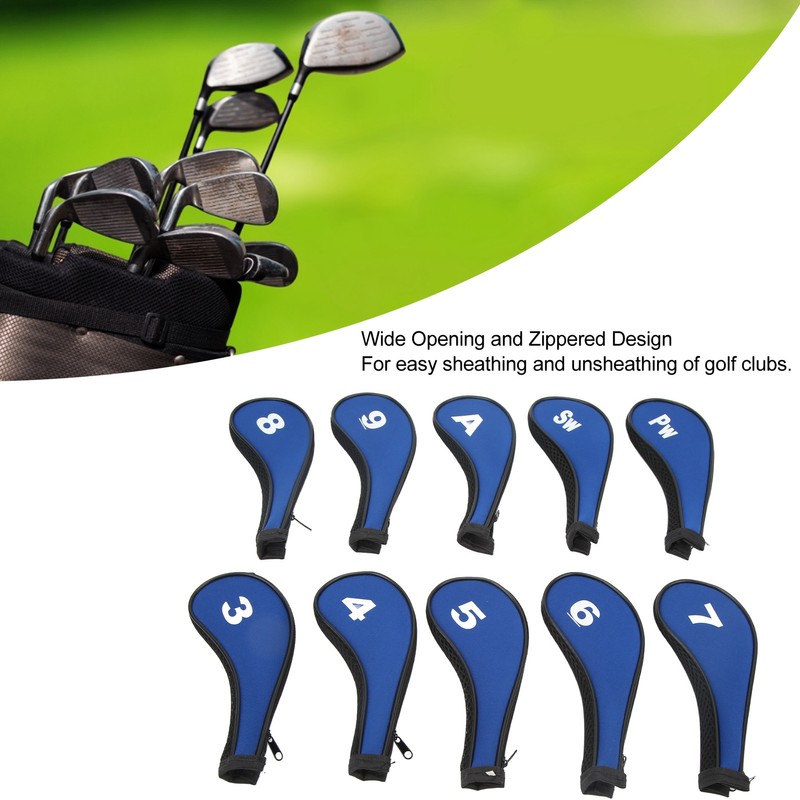 10pcs Golf Iron Head Cover with Number Printing Neoprene Zippered