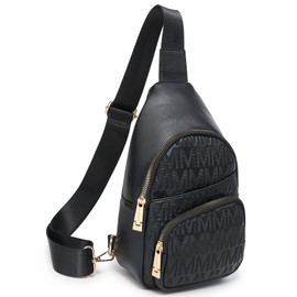 MARCO M KELLY Small Crossbody Bag for Women Pu Leather Sling Purse Trendy Fanny Pack Chest Bag for Travel