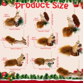 6 Pcs Cute Furry Christmas Squirrel Ornaments Woodland Animal Faux Fur Plush Hanging Ornament Simulation Forest Animal Christmas Tree Decoration for Holiday Xmas Tree Home Indoor Party Gift, 6.3 Inch