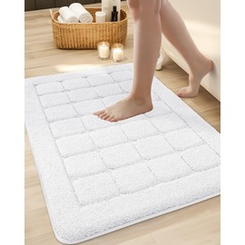 COLOR&GEOMETRY Bath Mat Non Slip Washable 44 x 76 cm, Absorbent Bathoom Mat White Bathroom Rug Soft Bathmat for Bathroom Floor, Shower, Bathtub, Laundry Room