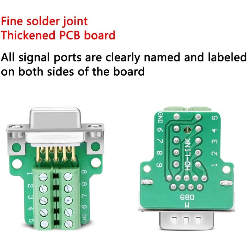 2PCS DB9 Solderless Connector, RS232 D-SUB Serial to 9-Pin Port