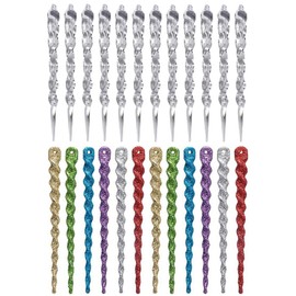 Christmas Tree Decorations Icicle Pendants, 24 Pieces Acrylic Icicle Twisted Acrylic Icicle Christmas Ornaments Icicle Decoration Christmas Tree Decoration