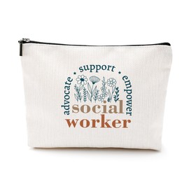 NGZS Social Worker Gifts Inspirational Social Worker Makeup Bag Social Worker Appreciation Gifts Cosmetic Bag for Women Coworker Volunteer Bestie Mom Girls Boss Teacher Birthday Christmas Retirement