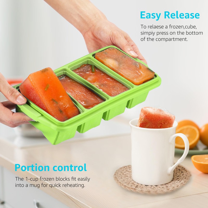 Ztomine Silicone Freezer Tray With Lid - Silicone Freezer Food