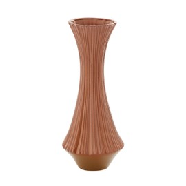 Deco 79 Ceramic Decorative Vase Ribbed Centerpiece Vase, Flower Vase for Home Decoration 8" x 8" x 20", Orange