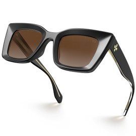 VISOONE Cat Eye Sunglasses Womens Black Oversized Square Vintage Glasses Cute Trendy Fashion Accessories UV400 Shades Calida