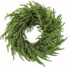 Edeesky Large Solid Green Door Wreath 25''All Weather Artificial Wreath sash for Front Door, Perfect Greenery for Indoor and Outdoor Wreaths