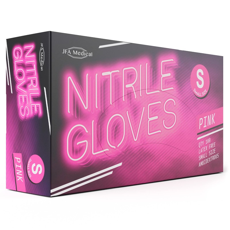 JFA Medical Small Size Disposable Powder Free Pink Nitrile Gloves