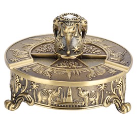 Vintage Ashtray Elephant Pattern Bronze European Zinc Alloy Metal Craft Upscale Home Decoration