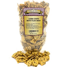 Corn Chips with Flax Seed, Healthy Snacks, Bulk Size (1 lb. Resealable Zip Lock Stand Up Bag)
