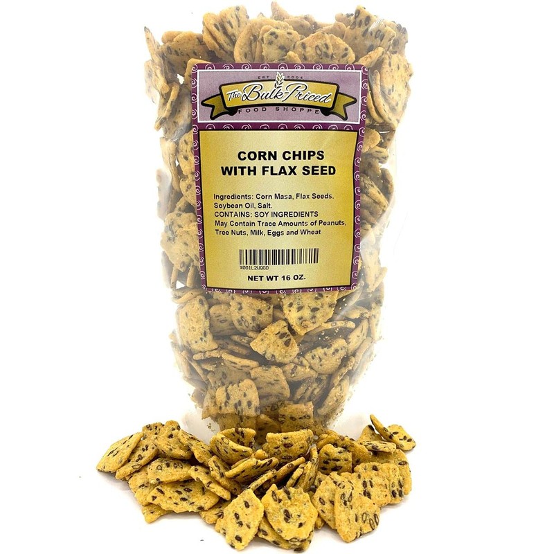 Corn Chips with Flax Seed, Healthy Snacks, Bulk Size (1
