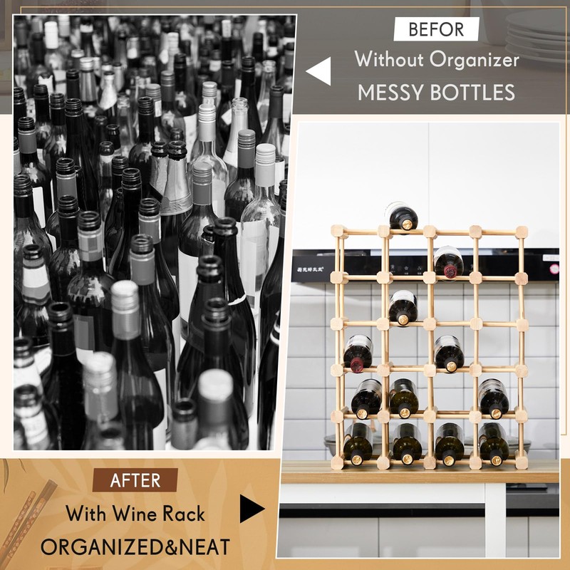 Juexica Wooden Wine Rack Stackable Modular Wine Storage for Inside