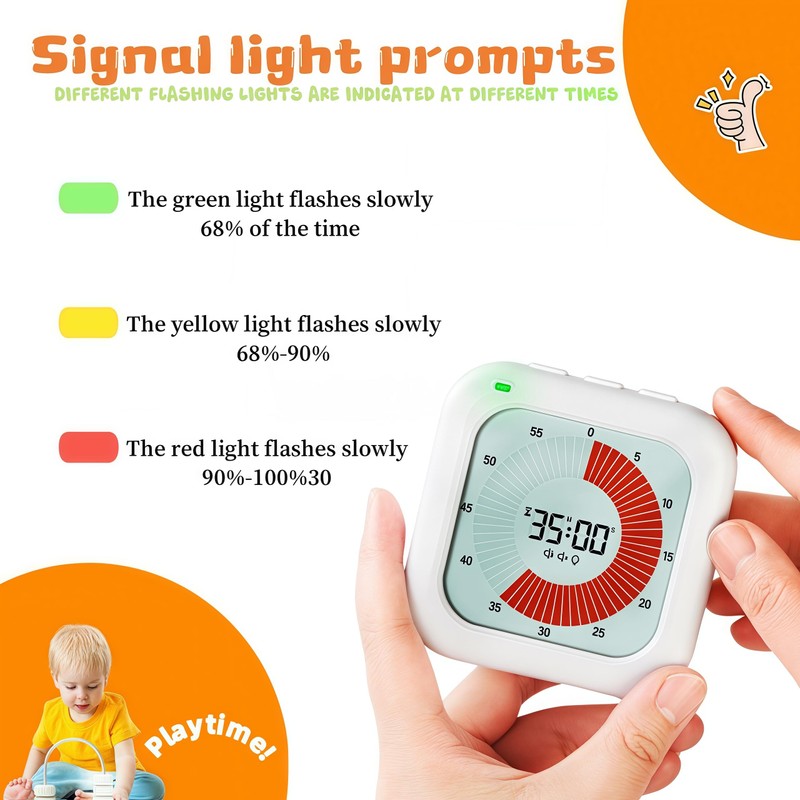Visual Timer for Kids, 60-Minute Countdown Timer with LCD Display,