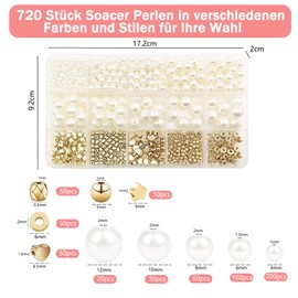 Beads for Threading Kit, 720 Pieces Bracelets Make Yourself, Jewellery Making Set White Beads Set for DIY Bracelet Jewellery Making Holidays Parties