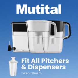 Mutital Mutital 6 Pack Brita Filter Replacement Water Filters for Brita Filter Pitchers, BPA-Free, US Standard, Fits Water Pitchers and Dispensers, Reduces Copper, Cadmium and Mercury Impurities, 50 Gallons
