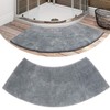 Eubeneortho Grey Shag Curved Bath Rug,Curved Shower Mat,40''x18'' Non Slip