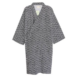 Qchomee Kimono Dressing Gown Yukata V-Neck Long Sleeve Sleeping Robe Bathrobe Japanese Breathable Sauna Gown Comfortable Sleepwear Soft Cotton Striped Sleepwear with Pocket Women Men, black and white