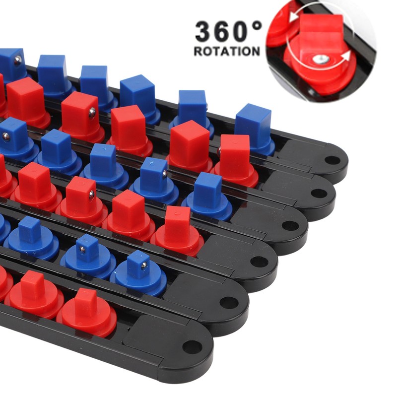 6pcs Socket Organizer 360° Swivel Removable End Cap 1/4 Inch