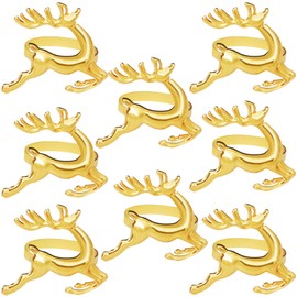 Christmas Reindeer Napkin Rings x8 – Reindeer Christmas Table Set – Decorative Ornament – Holiday Dining Setting – Accessory – Xmas Set – Christmas Table Decorations – By TRIXES (Gold Reindeer)
