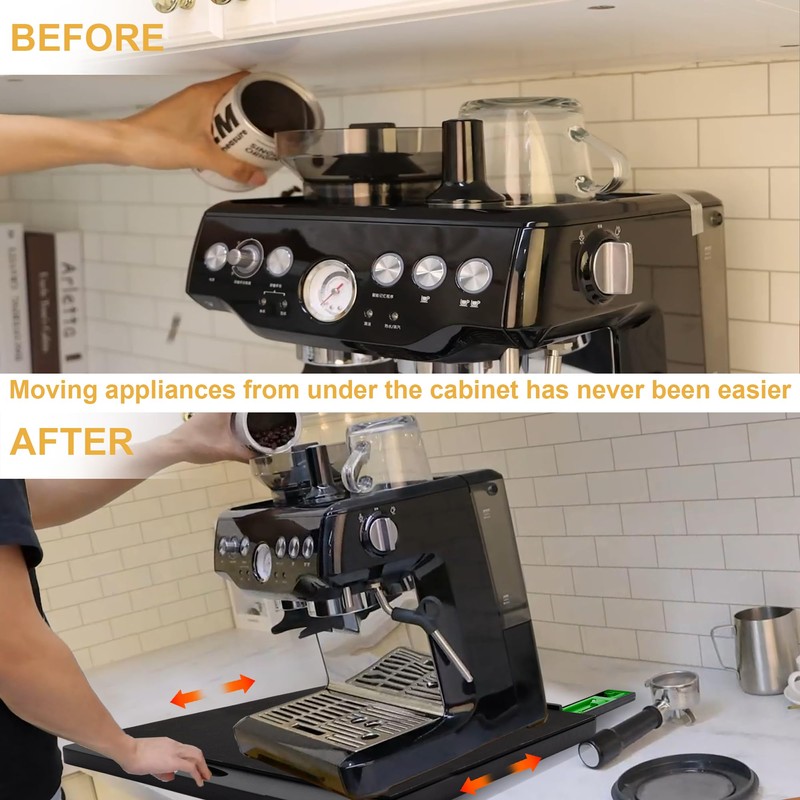 MinBoo Bamboo Appliance Slider,Sliding Tray for Coffee Maker, Kitchen Countertop