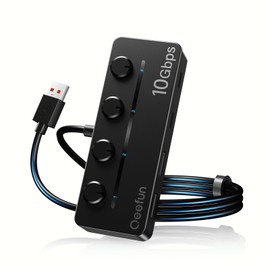 Qeefun 10Gbps USB Hub, 3.2 USB Hub with 2 USB-C and 2 USB-A, USB 3.2 GEN 2 Splitter with Type-C Power Port, for Dell XPS, Thinkpad, Surface Pro, HP and More