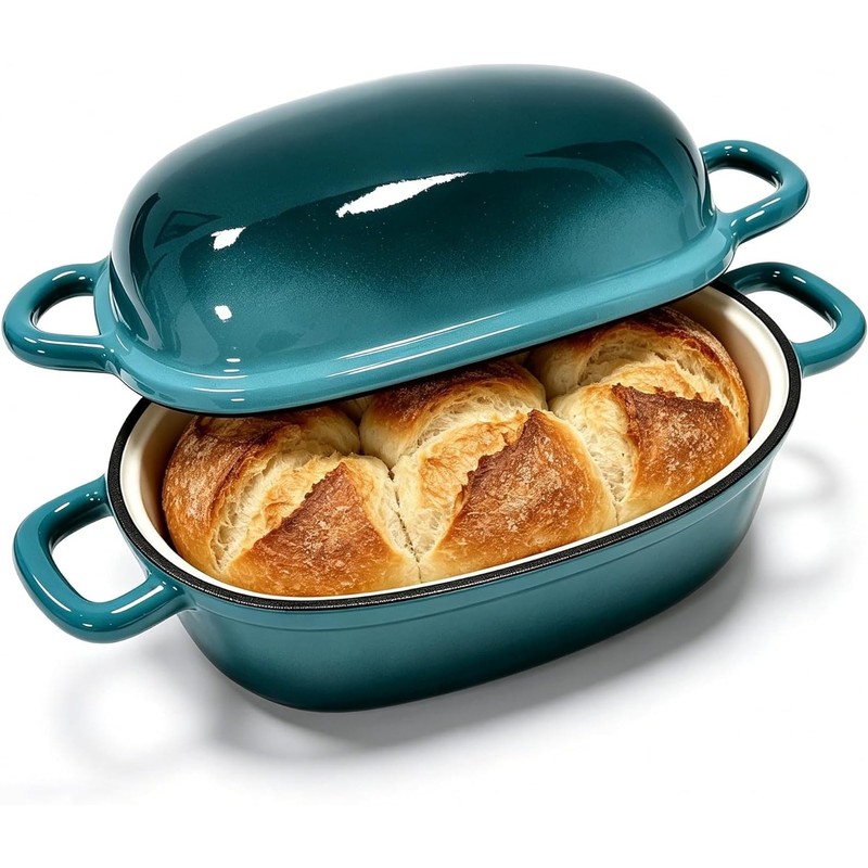 Davnjcka Enamelled Cast Iron Bread Loaf Pot, Non Stick Dutch
