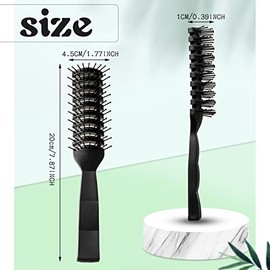 Honeydak 24 cepillos de ventilación para el cabello para hombres y mujeres, para secado de cabello, cepillo de cabello curvado ventilado con cerdas con punta de bola, para secado rápido, color negro