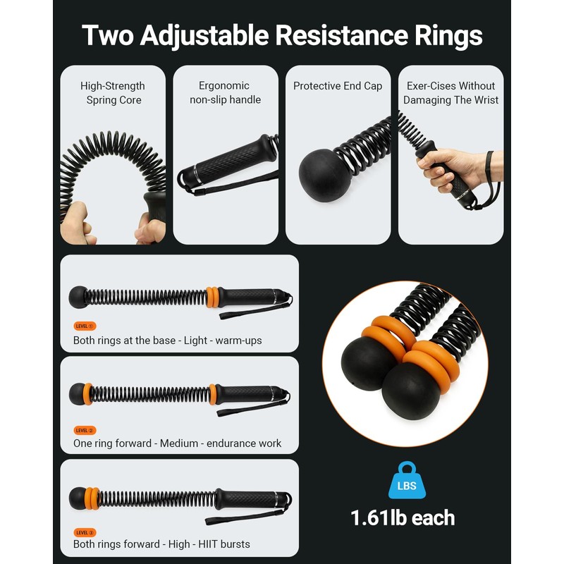 Weighted Ropeless Battle Rope, Adjustable Cordless HIIT Trainer