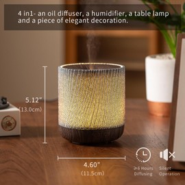 ZmarKraft Essential Oil Diffuser 7 fl oz 200ml with Fabric Cover and Night Lamp | Ultrasonic Aroma Diffuser | Humidifier w Lights | Room Decor | Small Humidifier for Bedroom | Gift (Dark Brown)