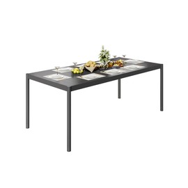 GAOMON Aluminum Outdoor Metal Table for 6-8 Person,74" x 36" Rectangle Patio Dining Tables with Rectangular Non-Slip Stripe for Outiside Backyards, Porches, Gardens or Poolside