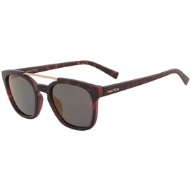 Nautica Men's N3638SP Rectangular Sunglasses, Matte Dark Tortoise/Brown Polarized, 54 mm