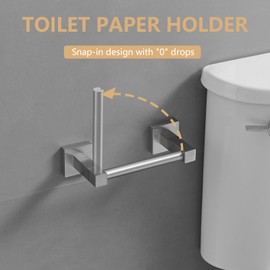 BATHLAVISH Brushed Nickel Toilet Paper Holder, Silver Bathroom Toilet Roll Holder, Modern Tissue Hanger Wall Mount for Bath Toilet Kitchen Stainless Steel