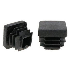 25 Pack Square Tube Inserts, Box Section Caps, Plastic Tube End Caps, Square Inserts, Chair Feet, Cover Cap, Furniture Insert, Black, Square Ribbed Insert - 25mm x 25mm Black