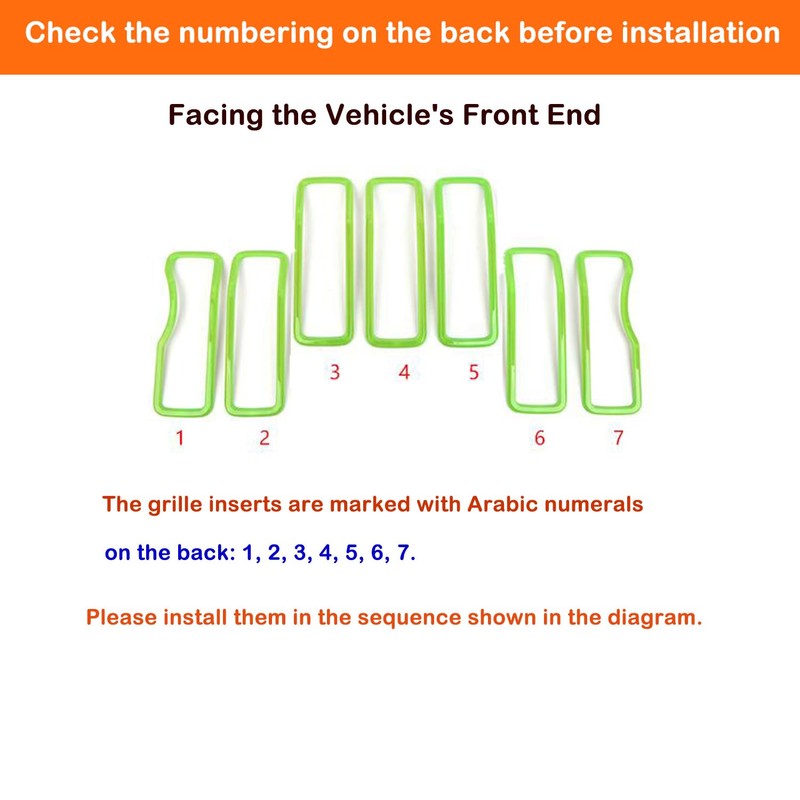 JeCar 9pcs Green Grill Inserts Headlight Covers Trim Kit for
