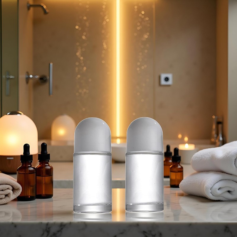 YuanHolumid 2Pcs White 50ML Glass Empty Roller Bottles with Plastic