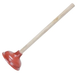 Heavy Duty Toilet Plunger for Bathroom - Strong Suction Force Cup Rubber with 18 in. Wooden Handle to Fix Clogged Toilets and Drains (4, Red)