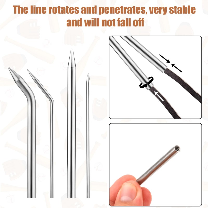 NQEUEPN 4pcs Baseball Lacing Needle, Handy Glove Shoelace Repair Kit