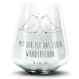 Mr. & Mrs. Panda Cocktail Glas Turteltauben Liebe - Geschenk, Heiratsantrag, Jahrestag, Geschenk Hochzeit, Liebesbeweis, zu zweit, Partner, Cocktail